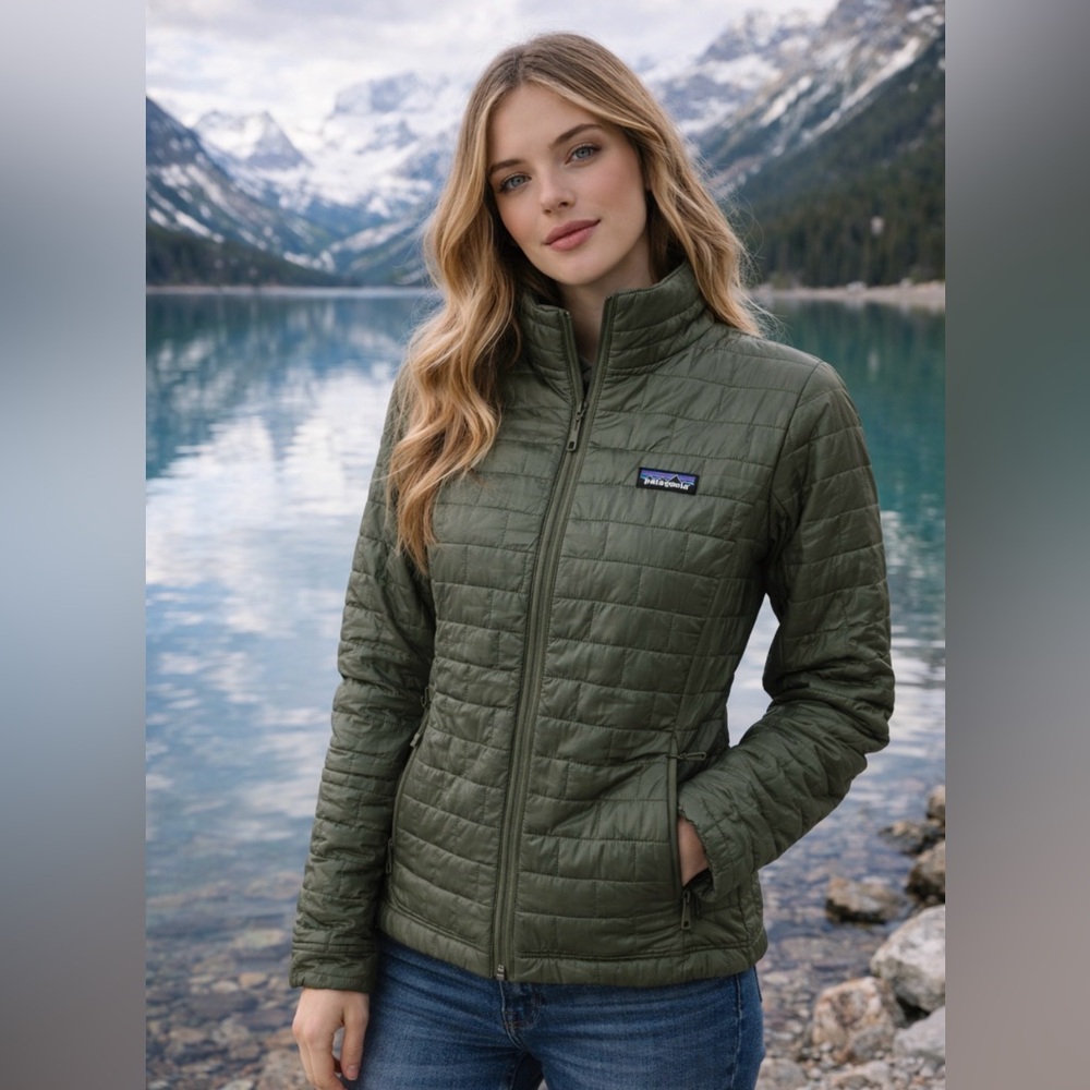 Patagonia Women's Olive Green Quilted Puff Jacket